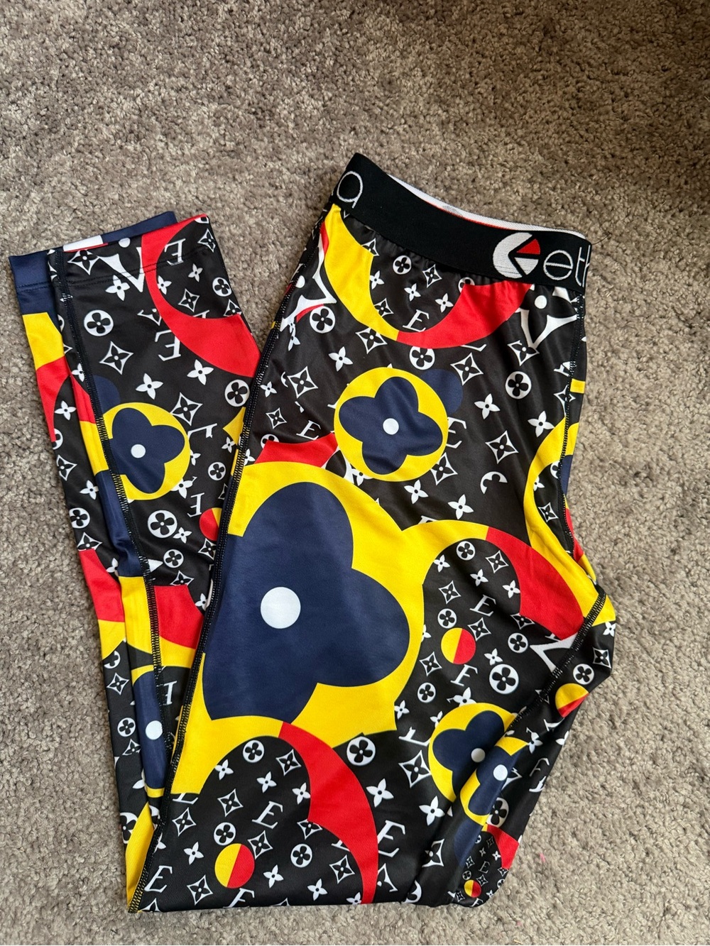 ethika Black , Yellow & Red Patterned Stretch Leggings